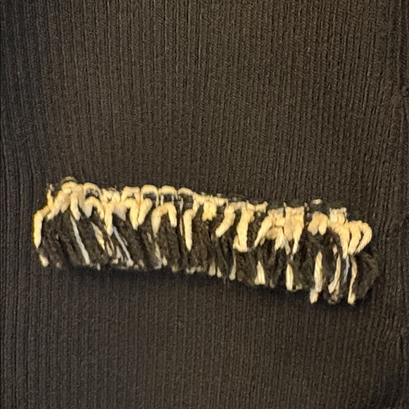 Cache brand - Woman sweater zip up with stretch fringe trim cardigan size L - Picture 6 of 10